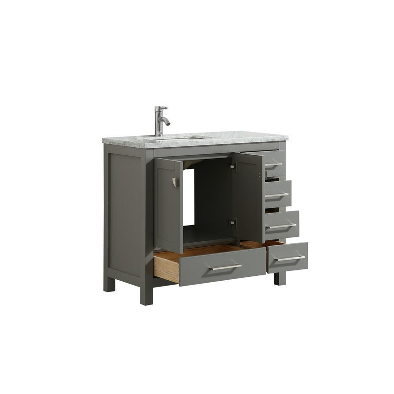 Eviva London 36" x 18" White Transitional Bathroom Vanity w/ White Carrara Top