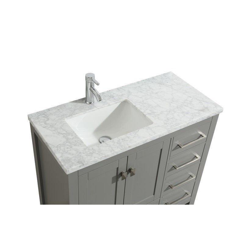 Eviva London 36" x 18" White Transitional Bathroom Vanity w/ White Carrara Top