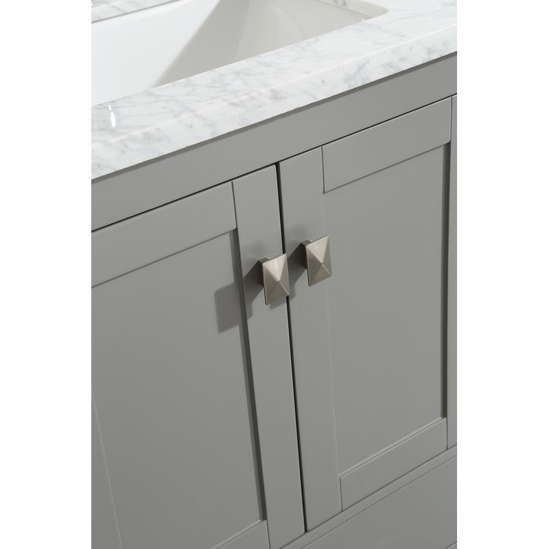 Eviva London 36" x 18" White Transitional Bathroom Vanity w/ White Carrara Top