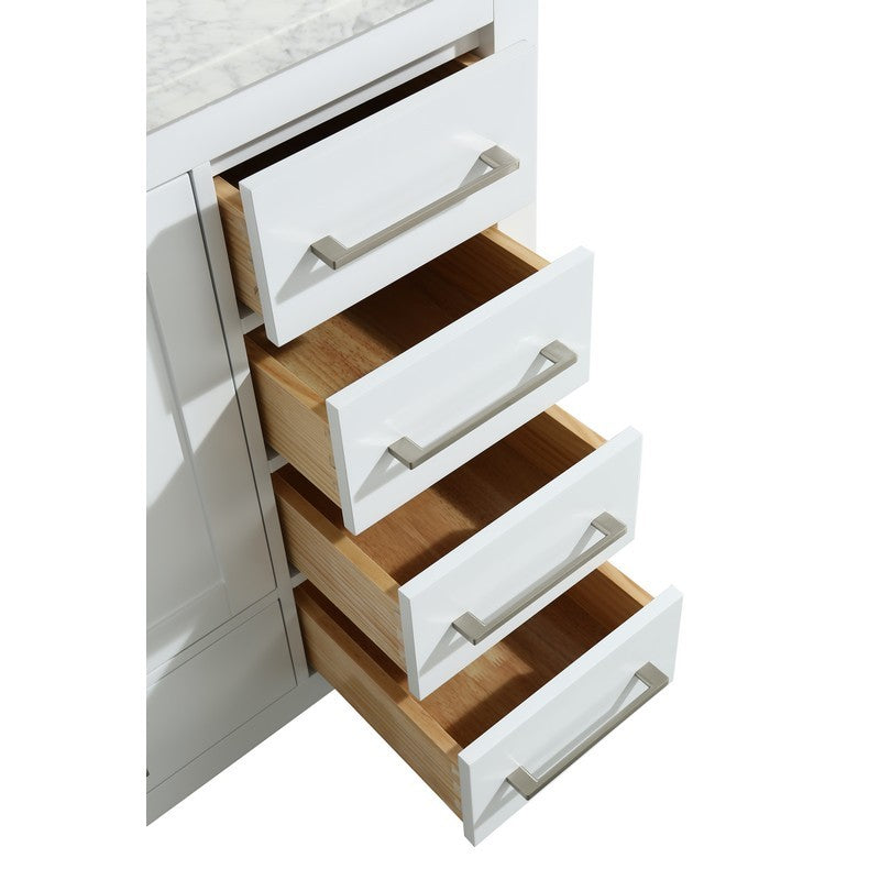 Eviva London 36" x 18" White Transitional Bathroom Vanity w/ White Carrara Top