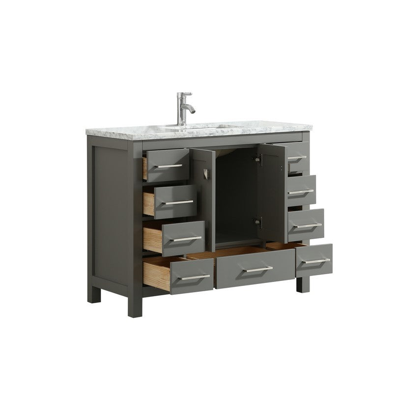 Eviva London 48" x 18" White Transitional Bathroom Vanity w/ White Carrara Top