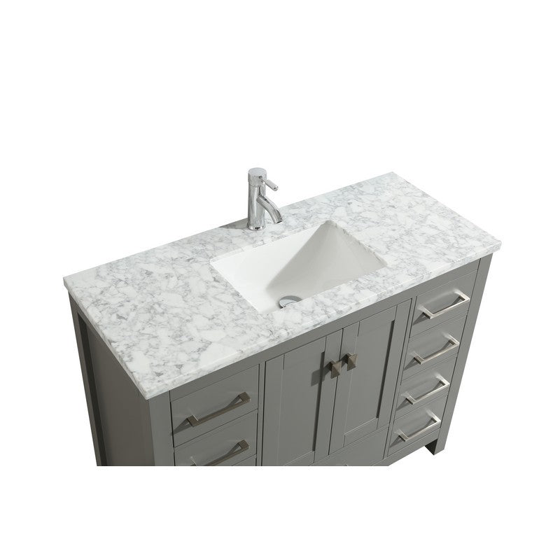 Eviva London 42" x 18" White Transitional Bathroom Vanity w/ White Carrara Top