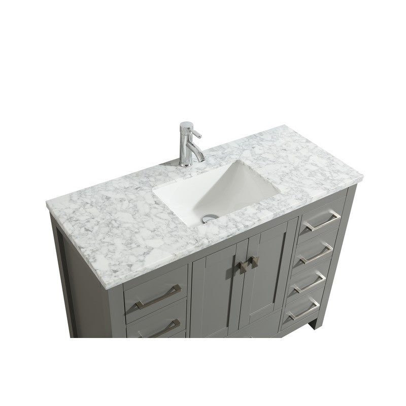 Eviva London 48" x 18" White Transitional Bathroom Vanity w/ White Carrara Top