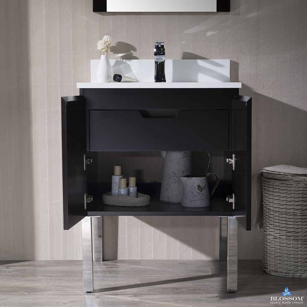 Monaco 24 Inch Vanity (Wall Hung, Chrome Legs, Wood Legs)