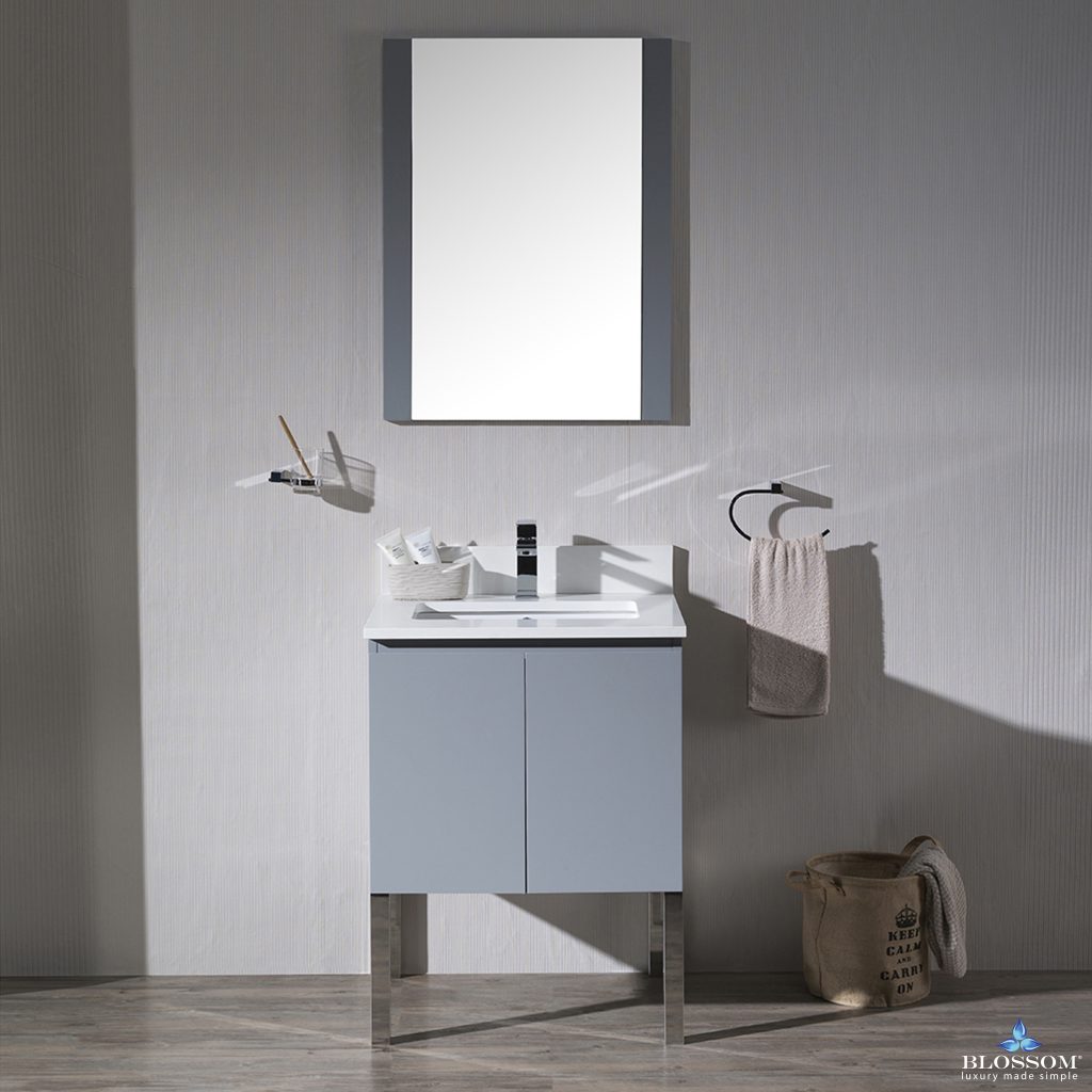 Monaco 24 Inch Vanity (Wall Hung, Chrome Legs, Wood Legs)