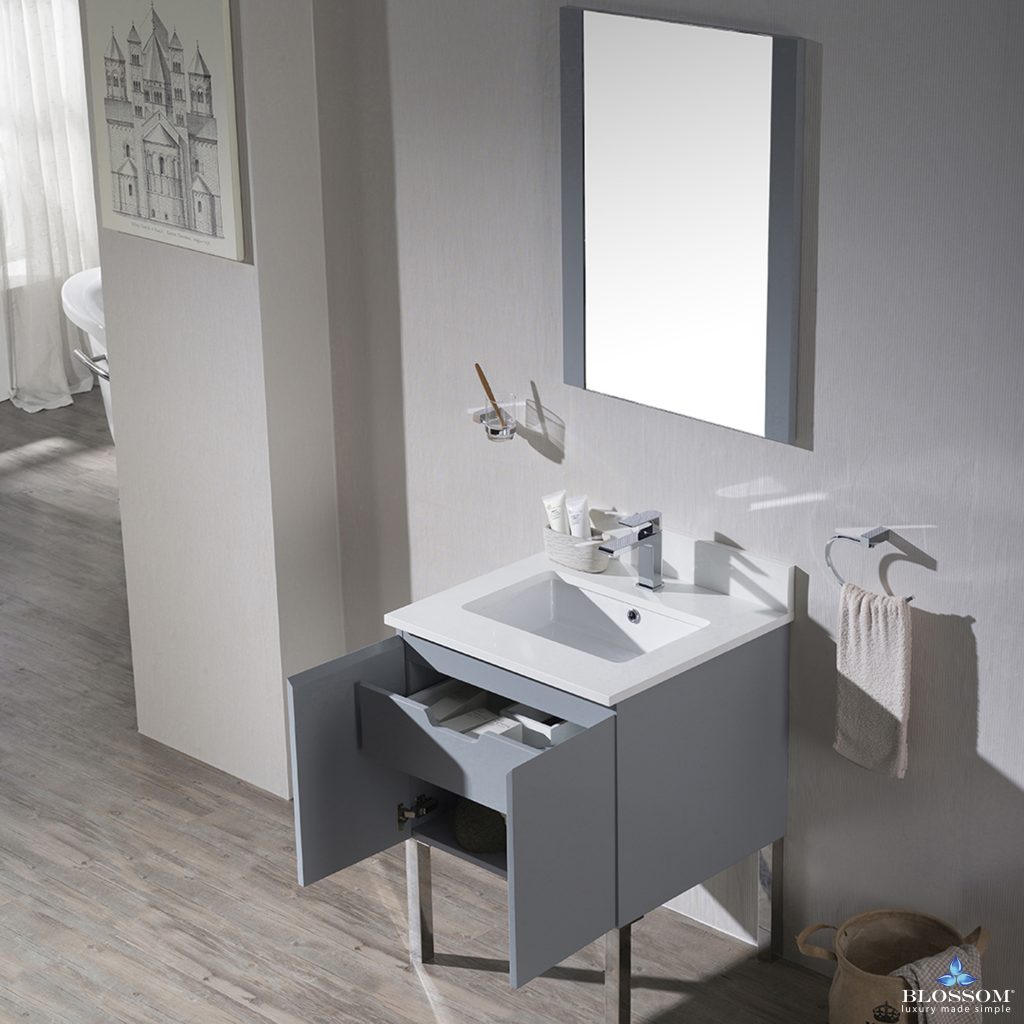Monaco 24 Inch Vanity (Wall Hung, Chrome Legs, Wood Legs)