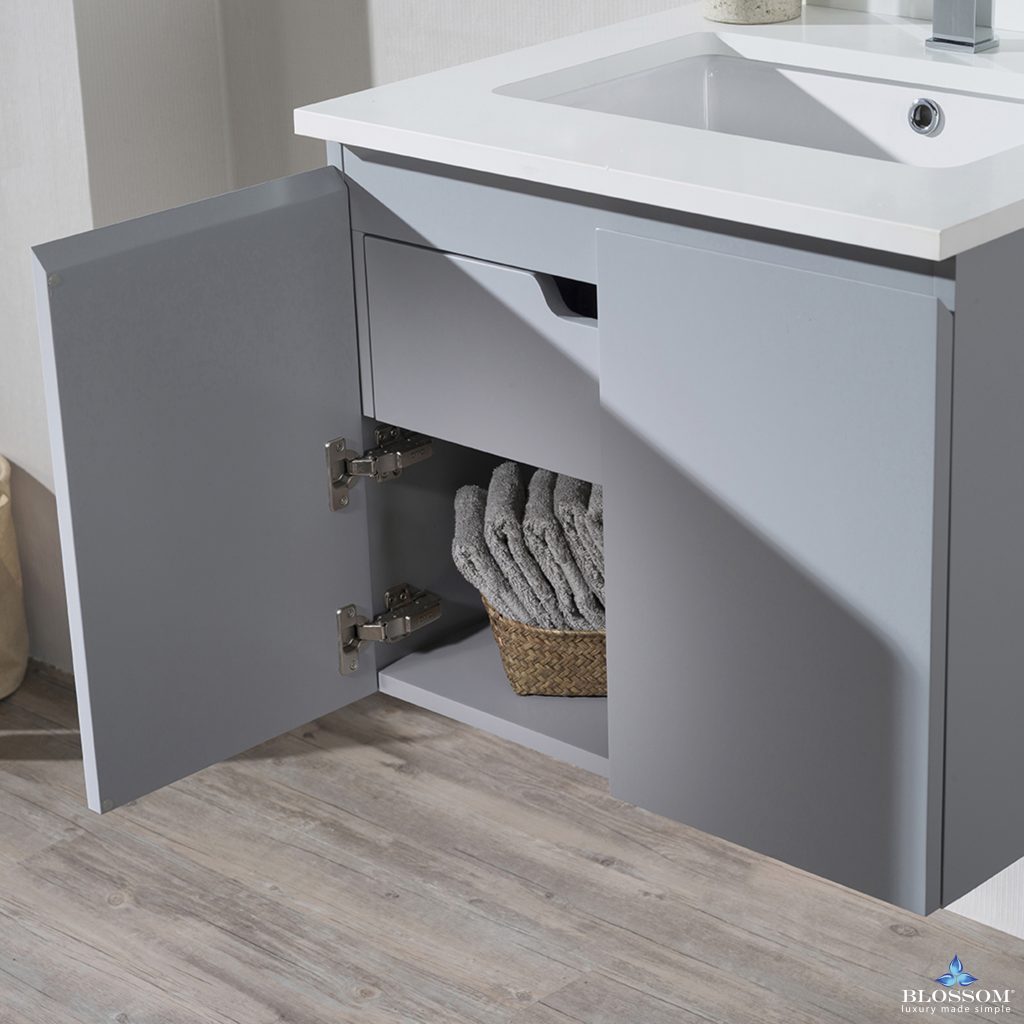 Monaco 24 Inch Vanity (Wall Hung, Chrome Legs, Wood Legs)