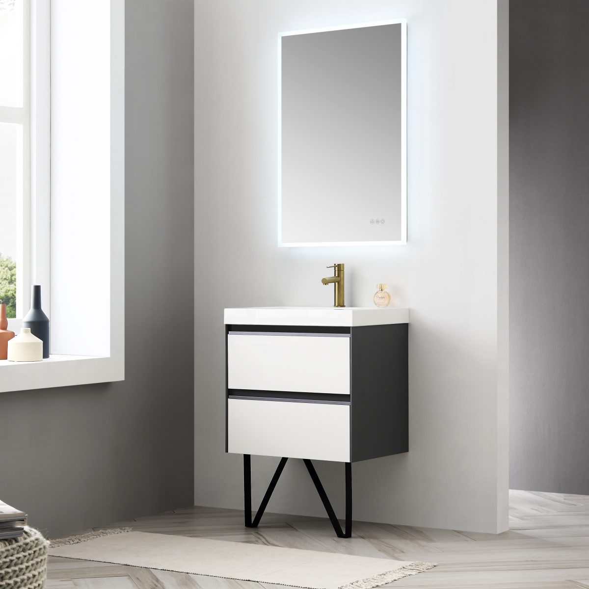 Berlin – 24 Inch Vanity – Glossy White & Glossy Grey