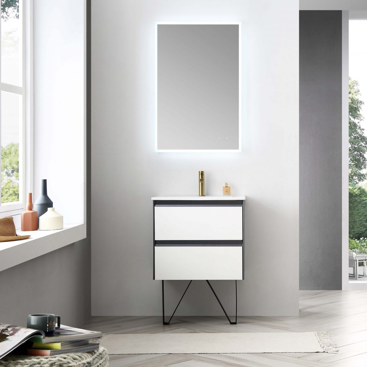 Berlin – 24 Inch Vanity – Glossy White & Glossy Grey