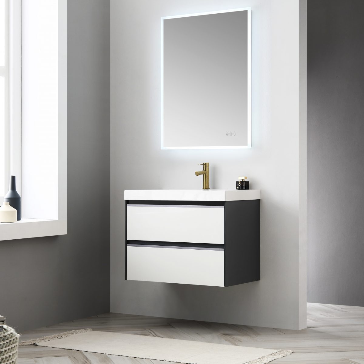 Berlin – 30 Inch Vanity – Glossy White & Glossy Grey