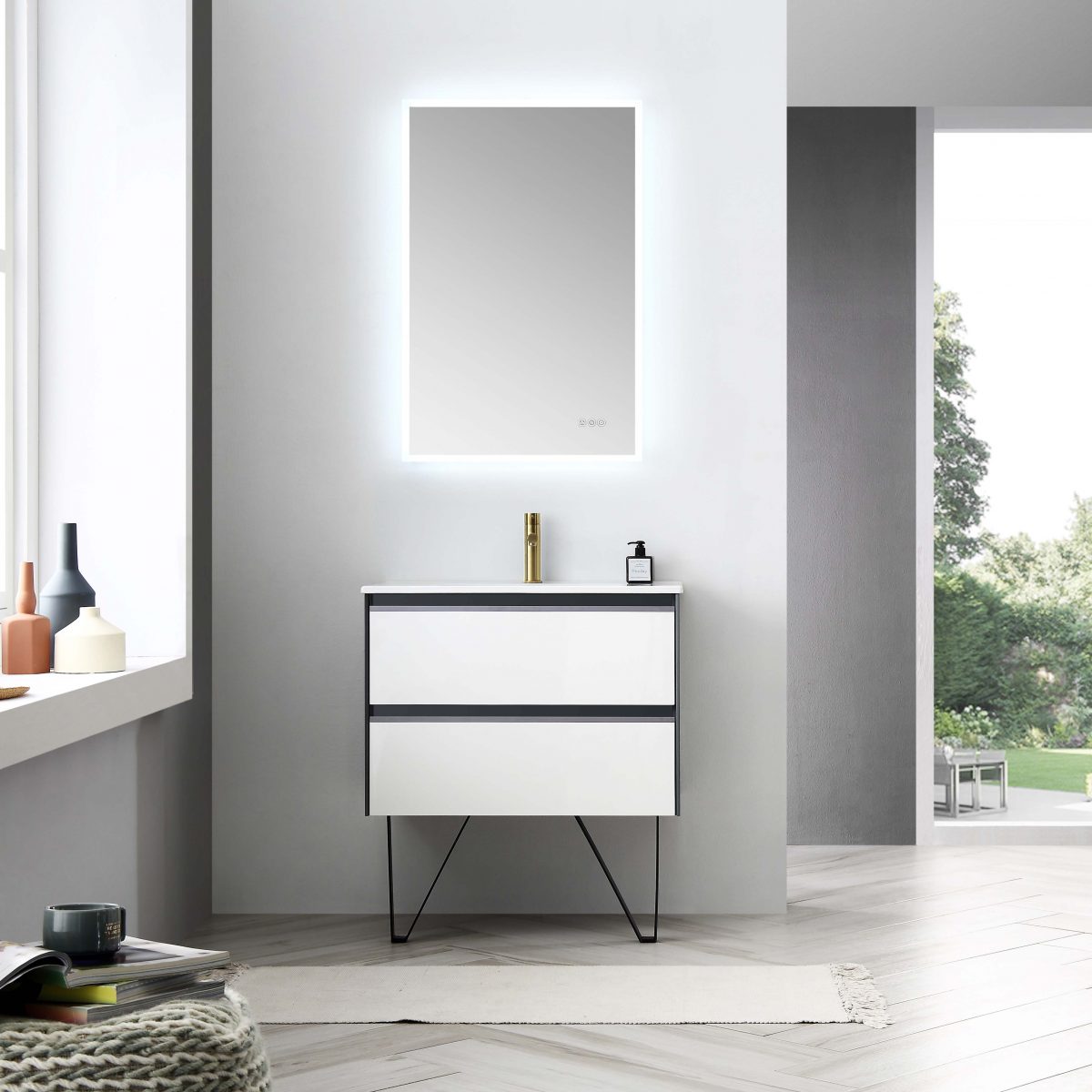 Berlin – 30 Inch Vanity – Glossy White & Glossy Grey