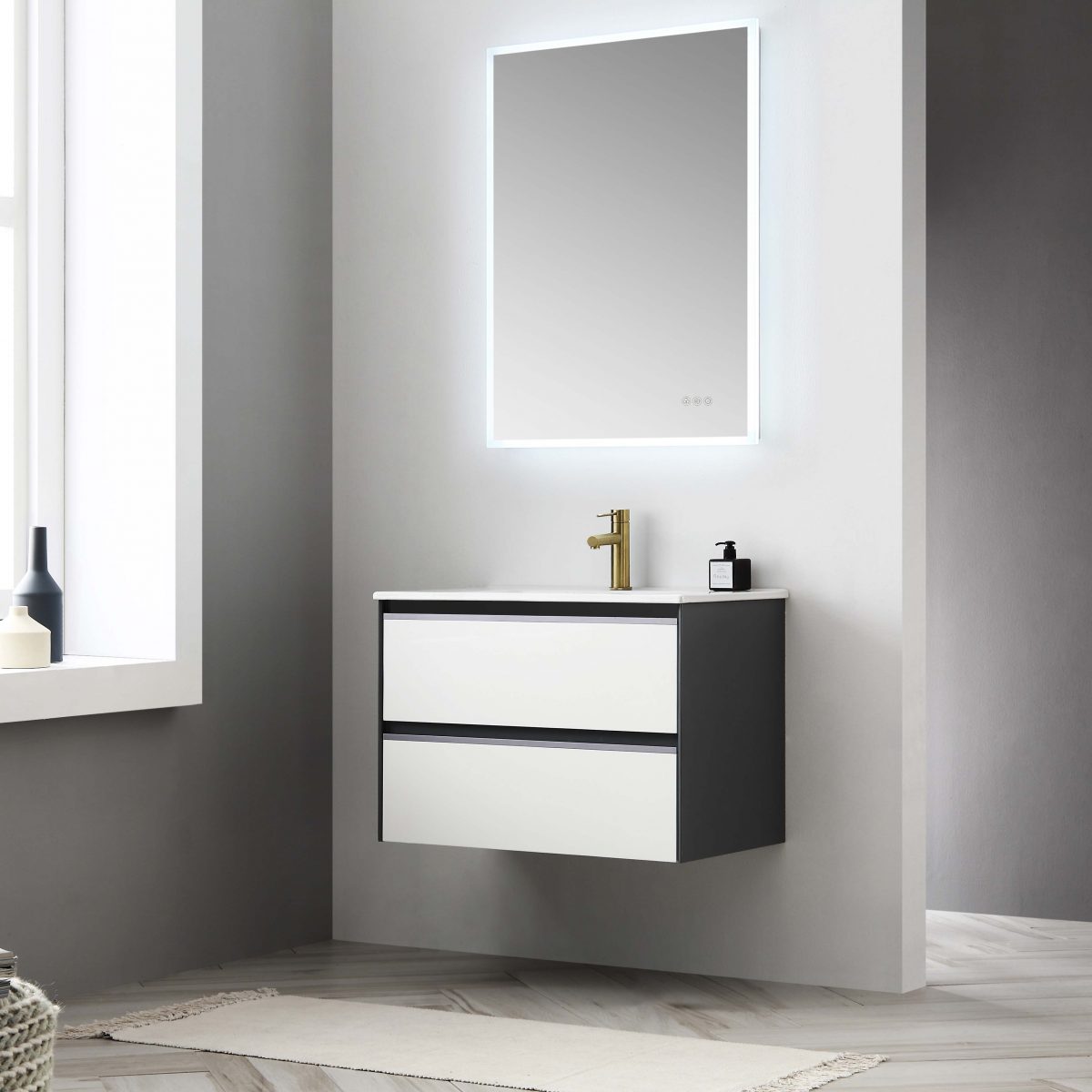 Berlin – 30 Inch Vanity – Glossy White & Glossy Grey
