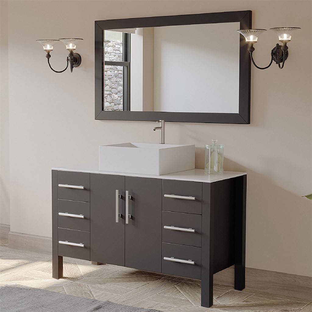 Complete 48-Inch Espresso Bathroom Vanity Set with Brushed Nickel Plumbing