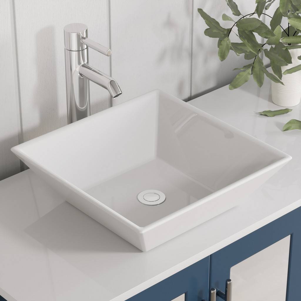 72 Inch Modern Wood and Porcelain Vanity with Polished Chrome Plumbing