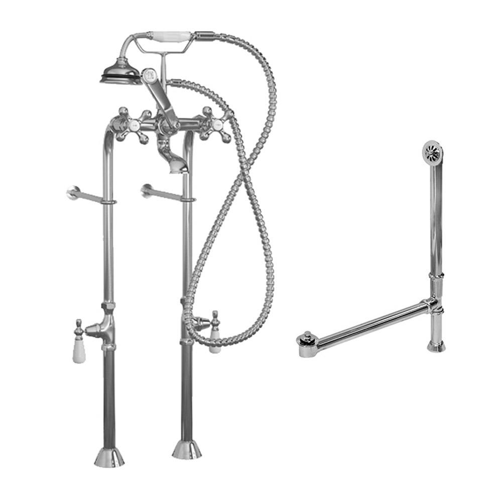 Complete Polished Chrome Free Standing Plumbing Package for Clawfoot Tub