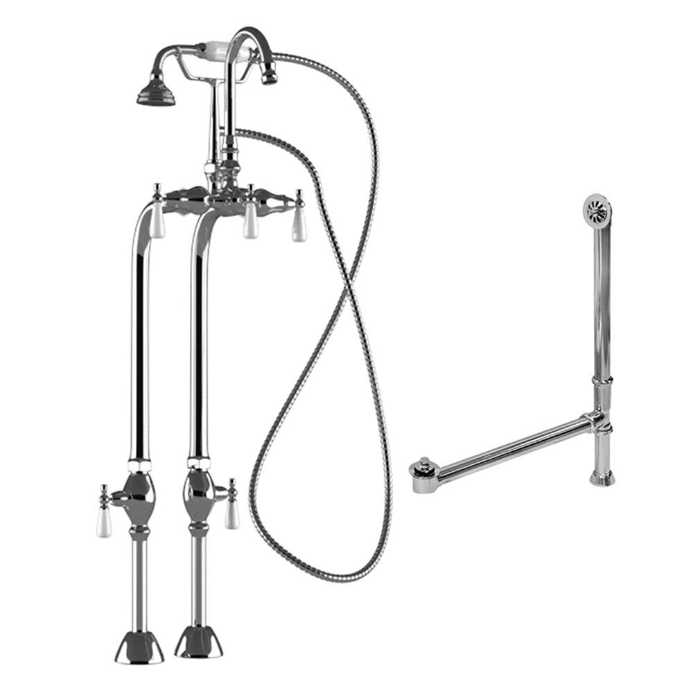 Complete Polished Chrome Free Standing Plumbing Package for Clawfoot Tub