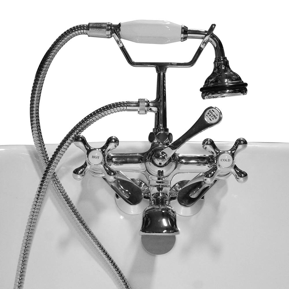 Clawfoot Tub Wall Mount British Telephone Faucet with Hand Held Shower-Polished Chrome