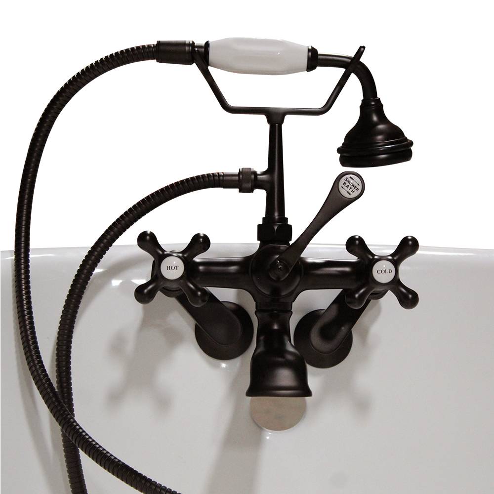 Clawfoot Tub Wall Mount British Telephone Faucet with Hand Held Shower-Oil Rubbed Bronze