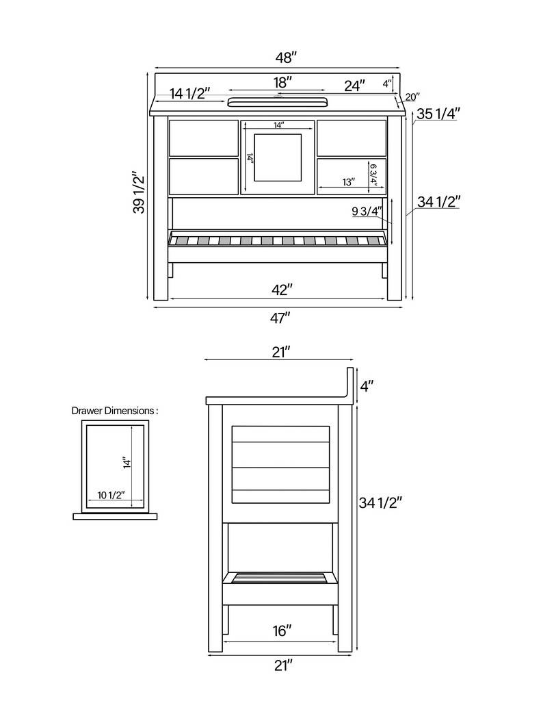 USA Patriot 48 Inch White Bathroom Vanity - Pepper Counter
