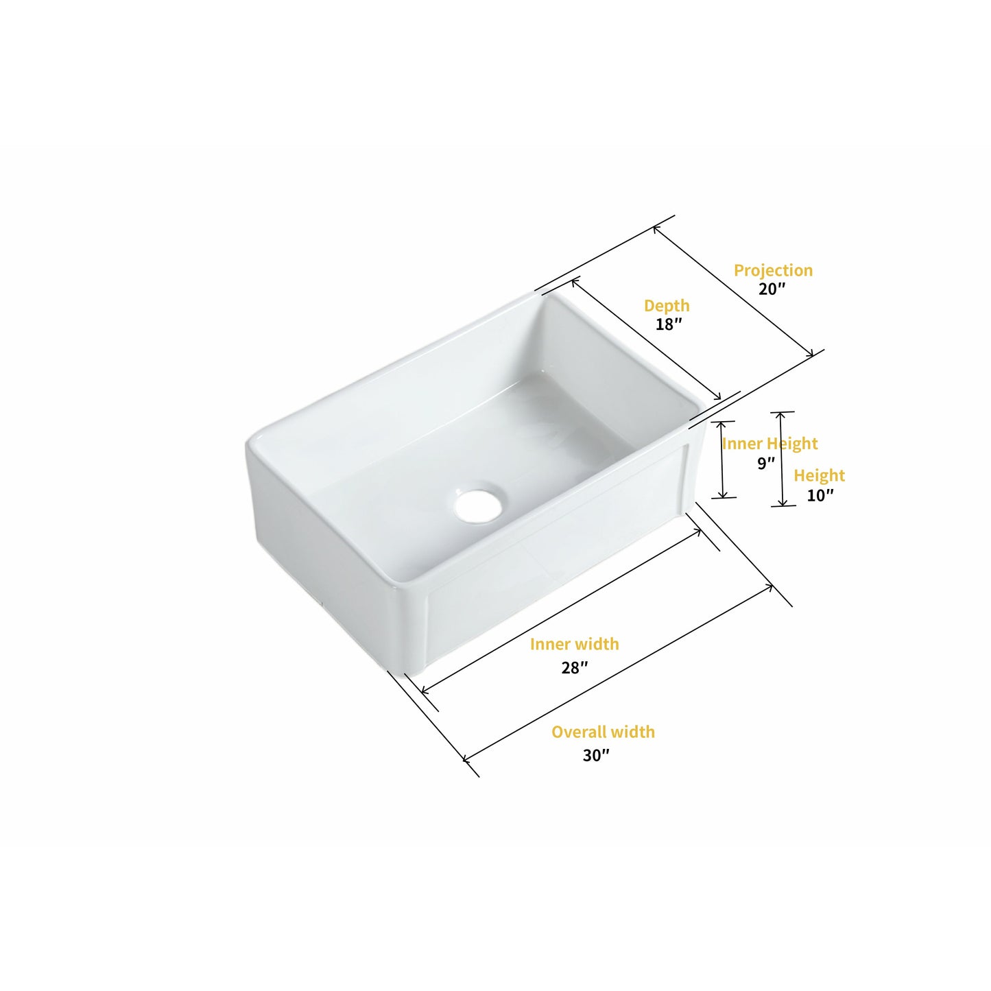 Ancona Glossy White Ceramic Rectangular 30" L x19.7" W Vessel Sink