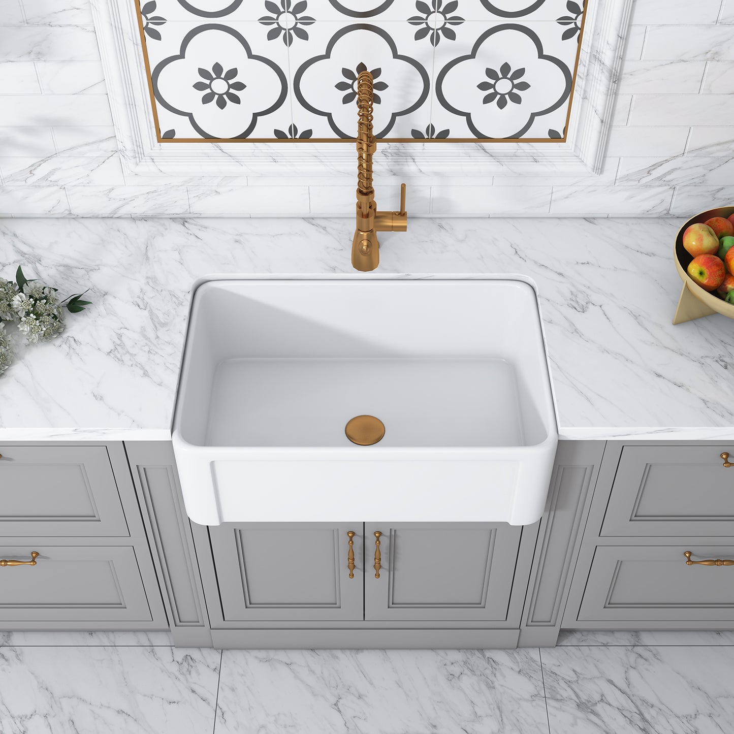 Ancona Glossy White Ceramic Rectangular 30" L x19.7" W Vessel Sink