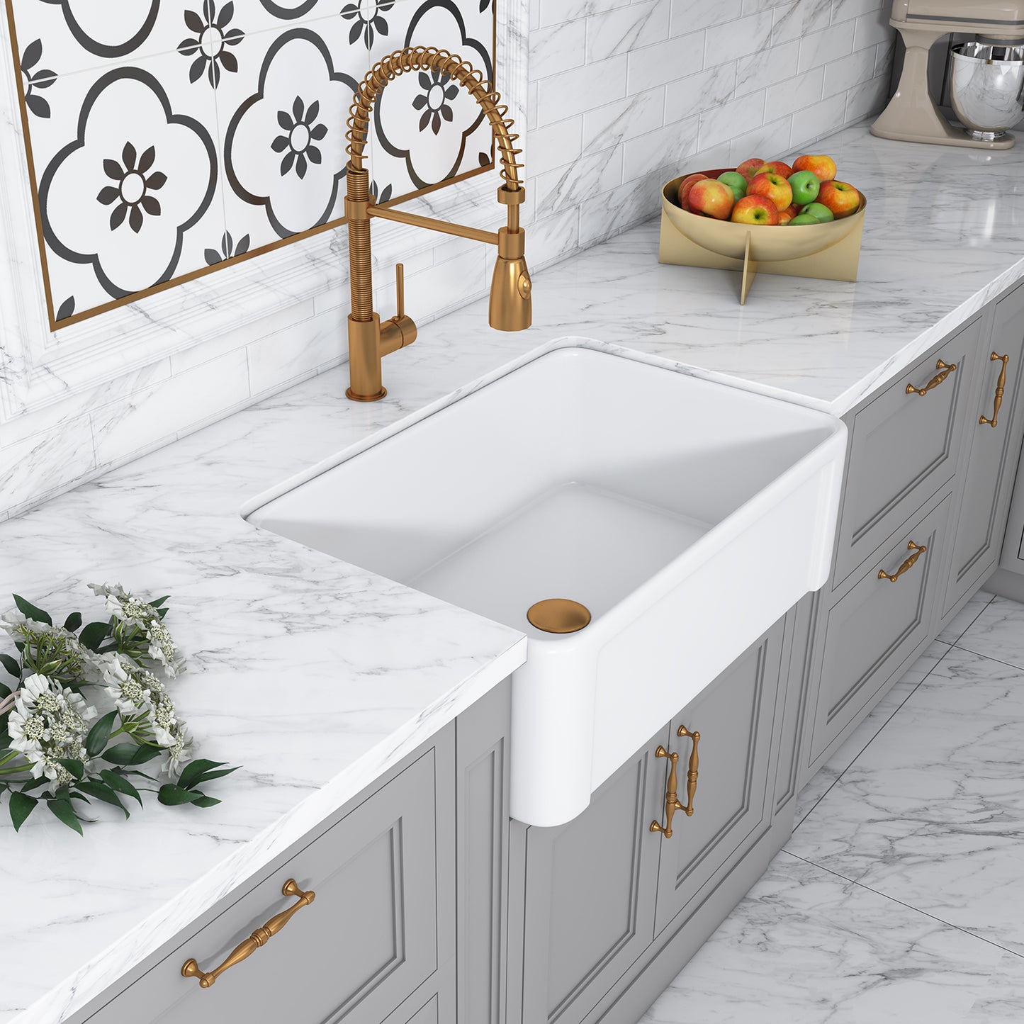 Ancona Glossy White Ceramic Rectangular 30" L x19.7" W Vessel Sink