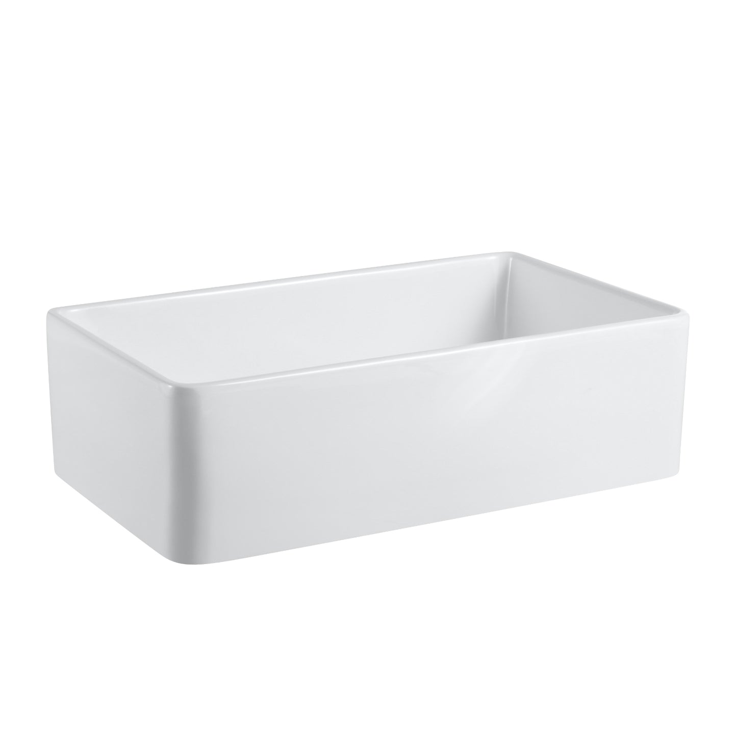 Trento Glossy White Ceramic Rectangular 33" L x 19.7" W Vessel Bathroom Sink