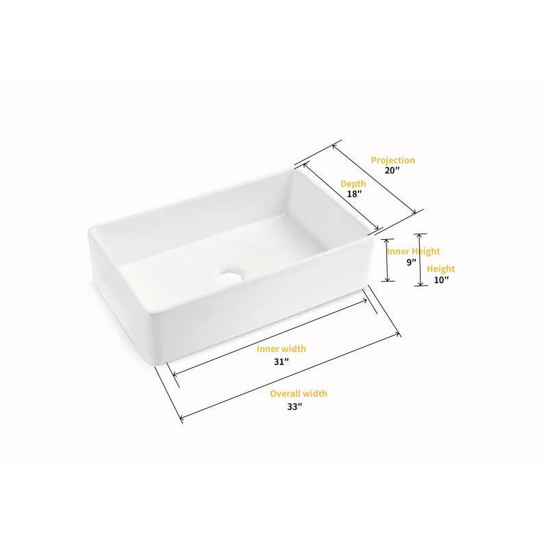 Trento Glossy White Ceramic Rectangular 33" L x 19.7" W Vessel Bathroom Sink