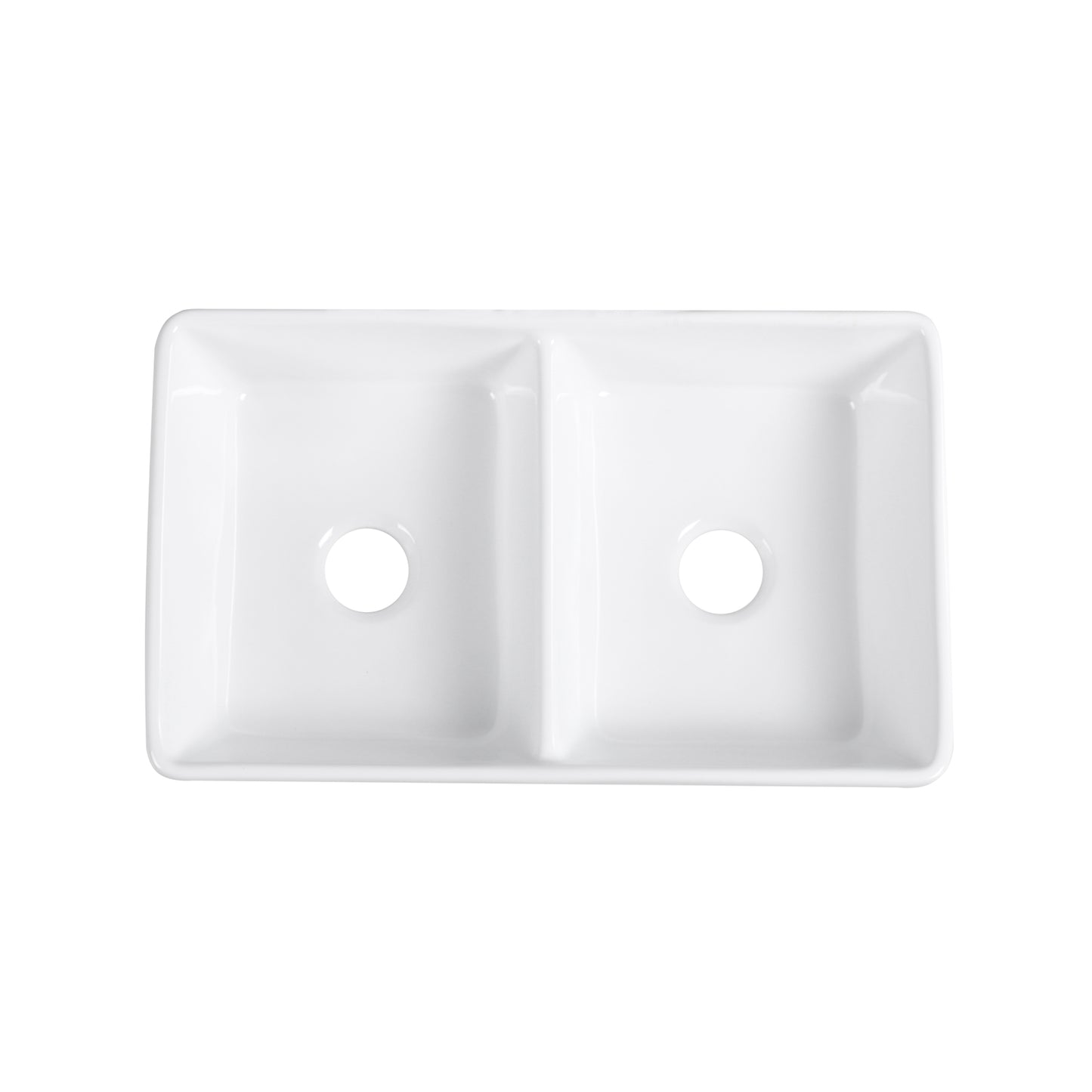 Trieste Glossy White Ceramic Rectangular 32" L x 19.7" W Vessel Bathroom Double Sinks