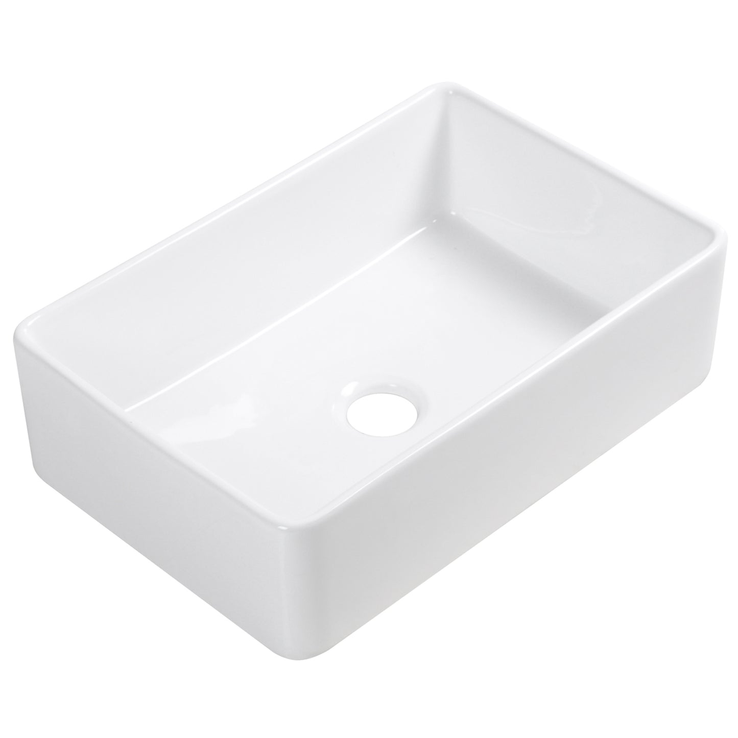 Treviso Glossy White Ceramic Rectangular 30" L x 19.7" W Vessel Bathroom Sink
