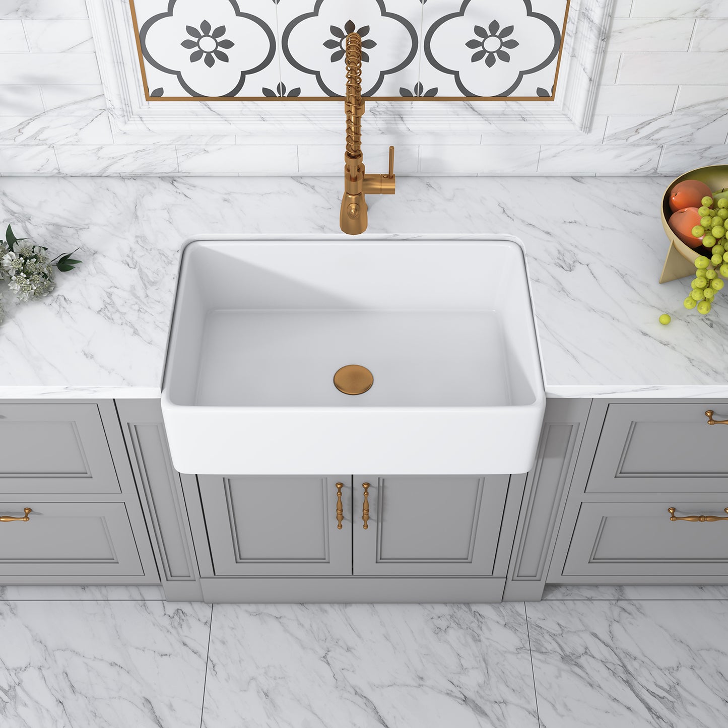 Treviso Glossy White Ceramic Rectangular 30" L x 19.7" W Vessel Bathroom Sink