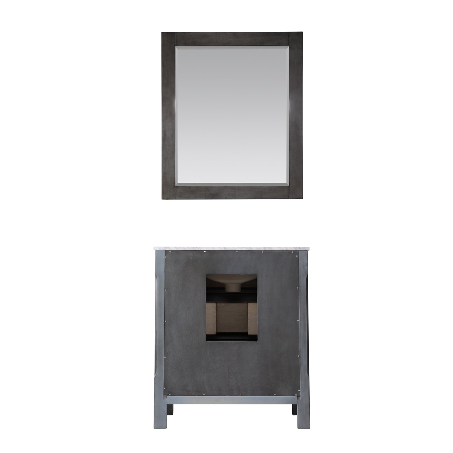 Maribella 30" Single Bathroom Vanity Set in Rust Black and Carrara White Marble Countertop with Mirror