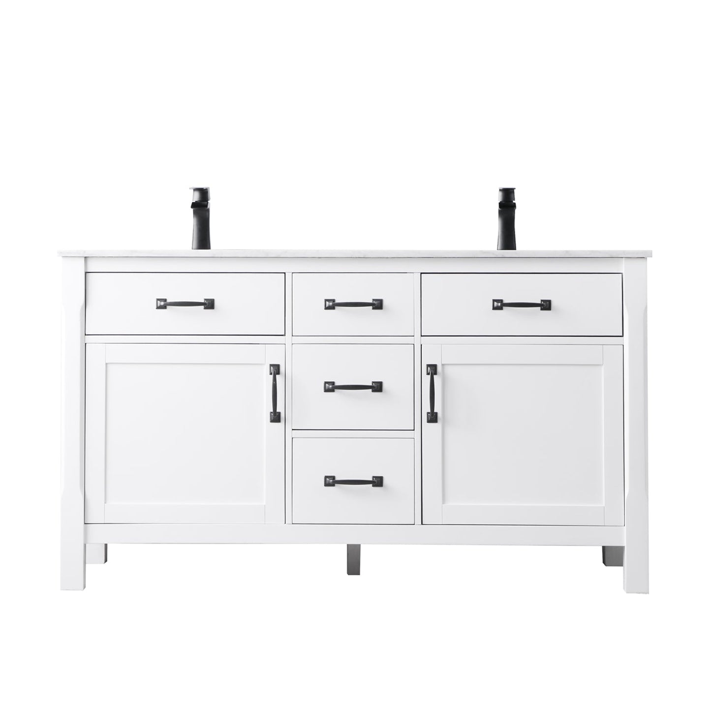 Maribella Single Bathroom Vanity Set in Rust Black and Carrara White Marble Countertop