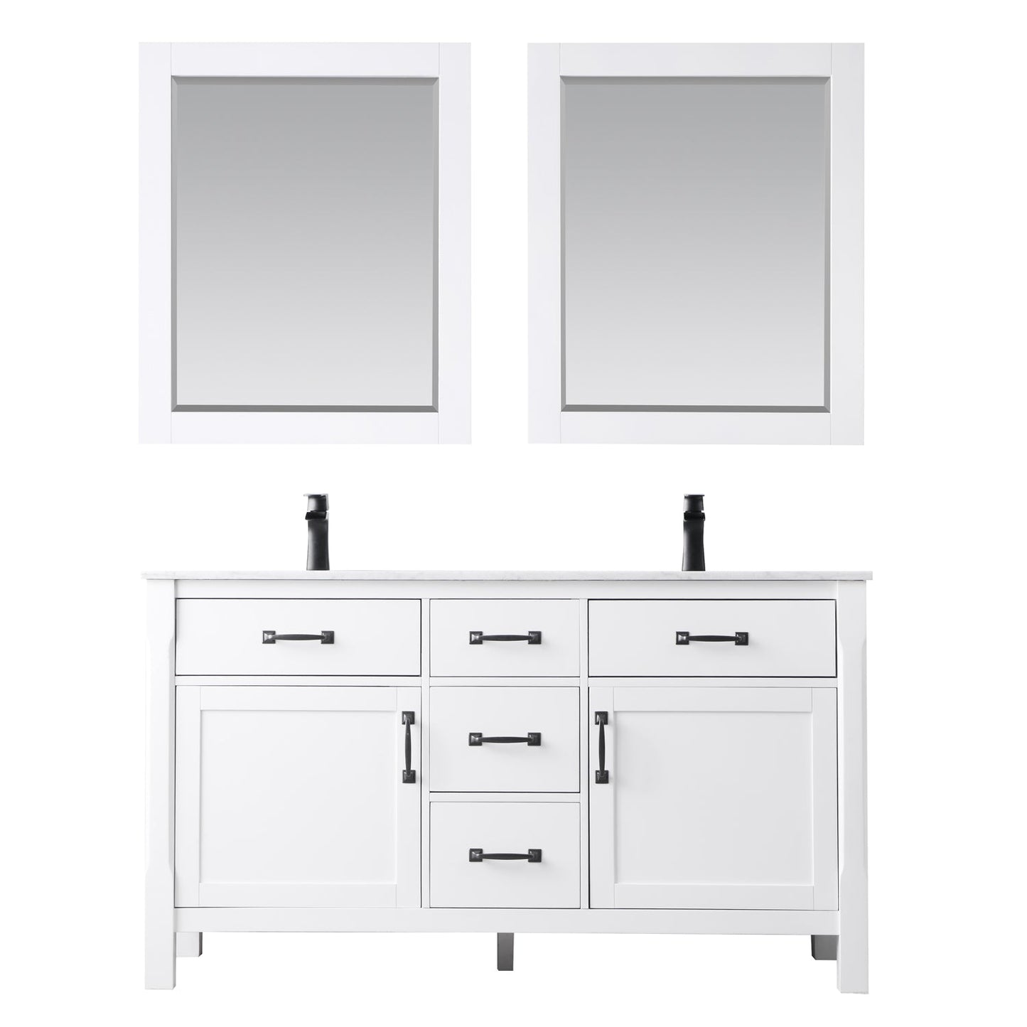 Maribella Single Bathroom Vanity Set in Rust Black and Carrara White Marble Countertop