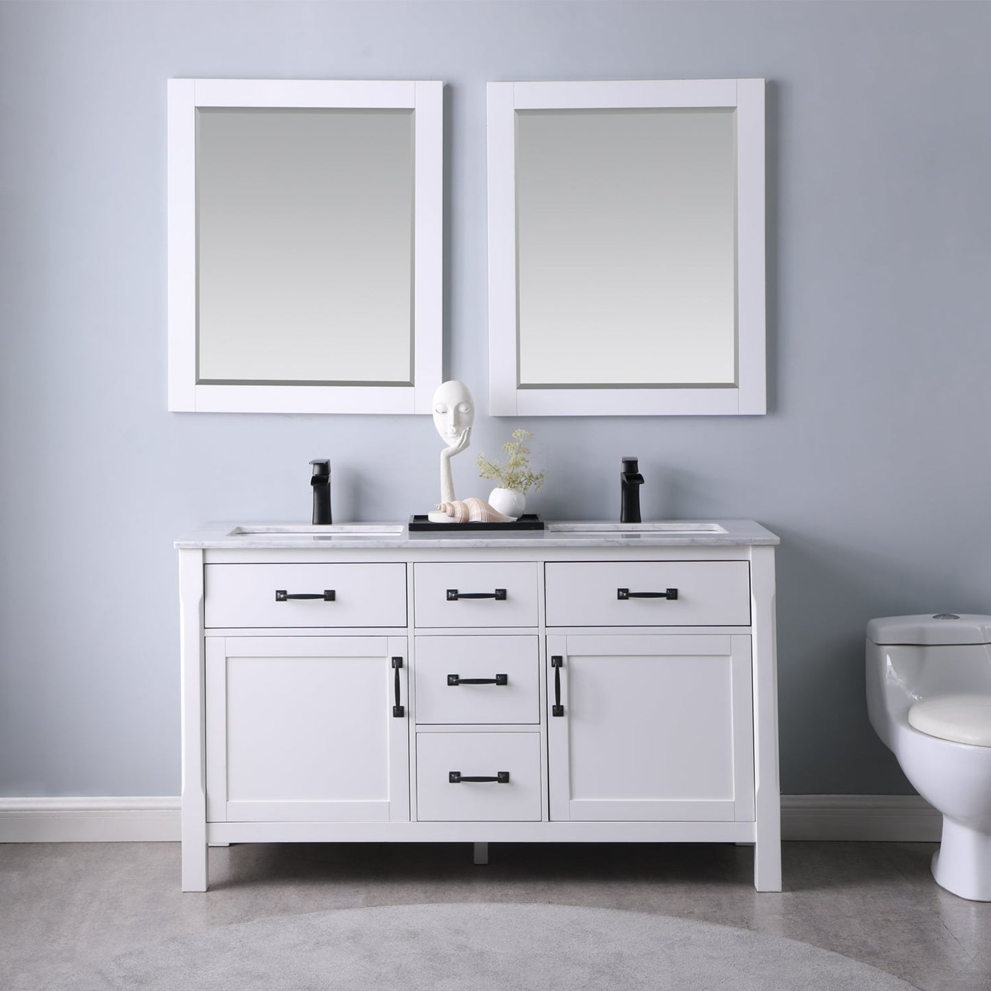 Maribella Single Bathroom Vanity Set in Rust Black and Carrara White Marble Countertop