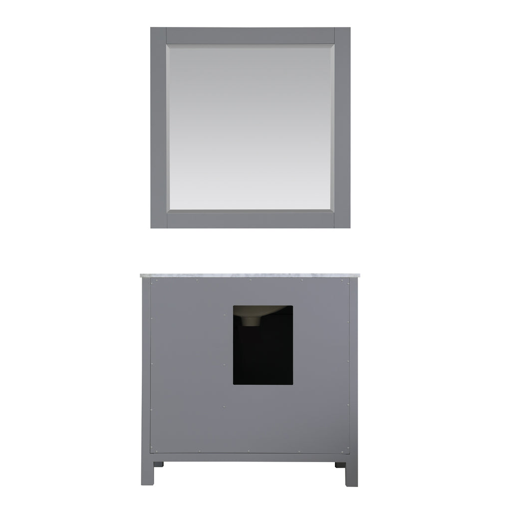 Kinsley Single Bathroom Vanity Set in Gray and Carrara White Marble Countertop with Mirror