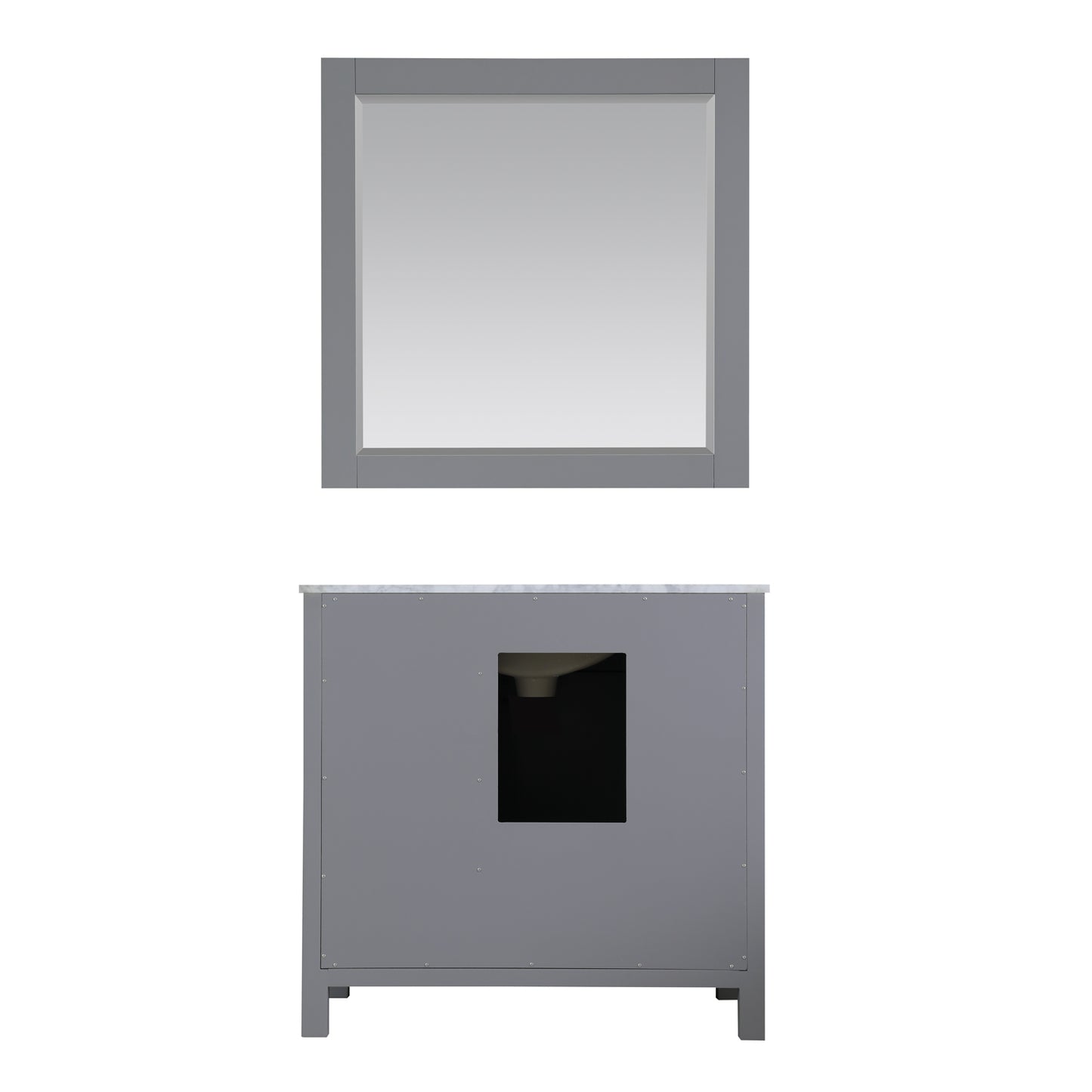 Kinsley Single Bathroom Vanity Set in Gray and Carrara White Marble Countertop with Mirror