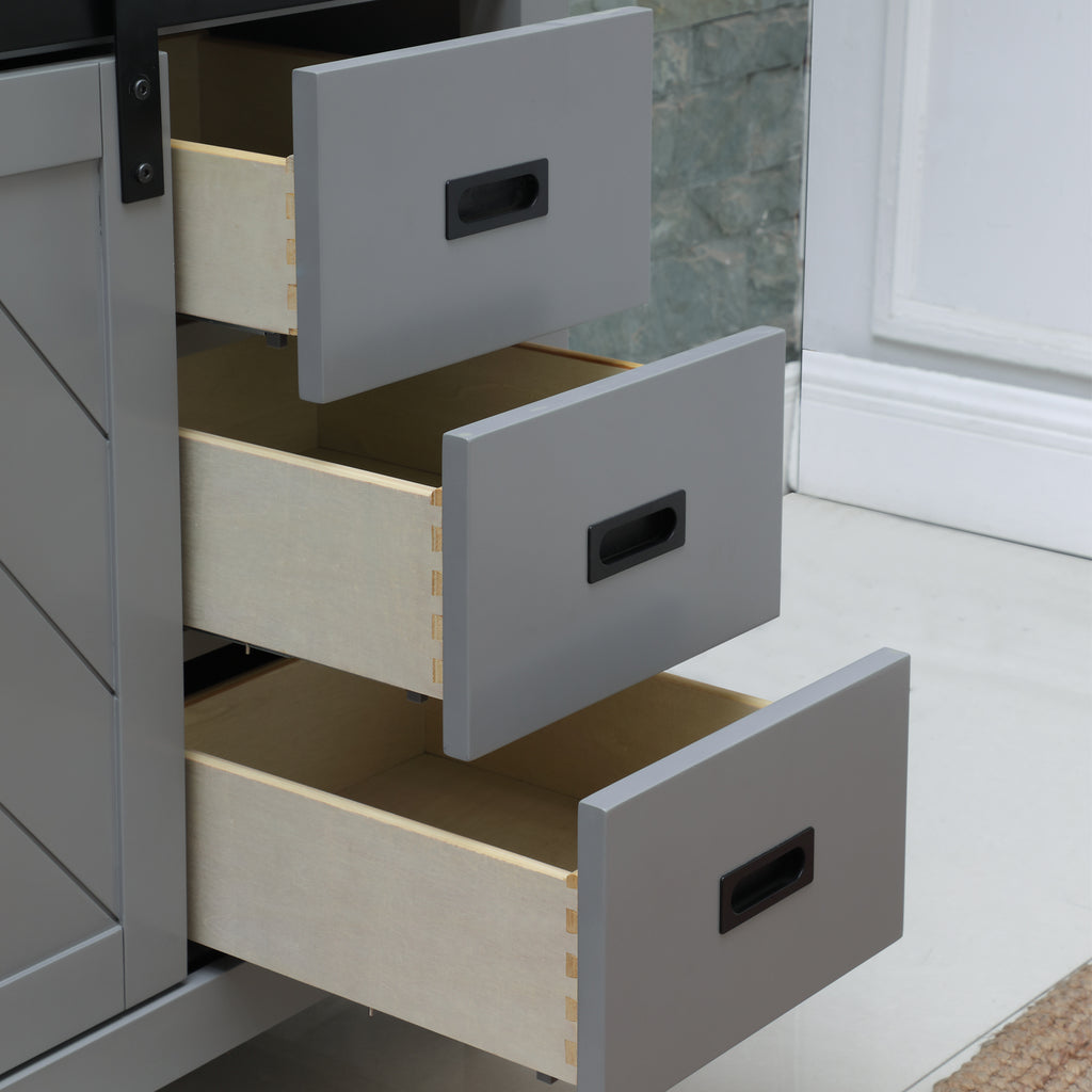 Kinsley Single Bathroom Vanity Set in Gray and Carrara White Marble Countertop with Mirror