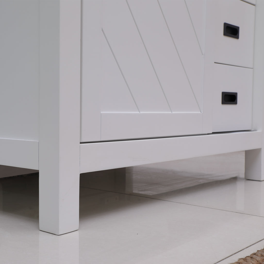 Kinsley Single Bathroom Vanity Set in Gray and Carrara White Marble Countertop with Mirror