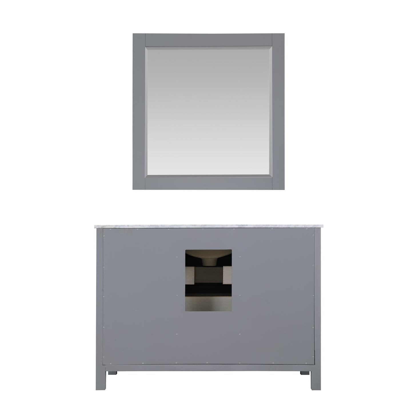 Kinsley Single Bathroom Vanity Set in Gray and Carrara White Marble Countertop with Mirror