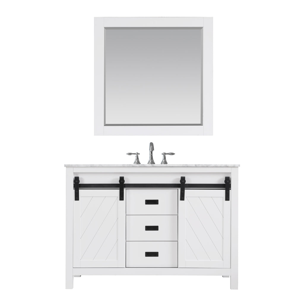 Kinsley Single Bathroom Vanity Set in Gray and Carrara White Marble Countertop with Mirror