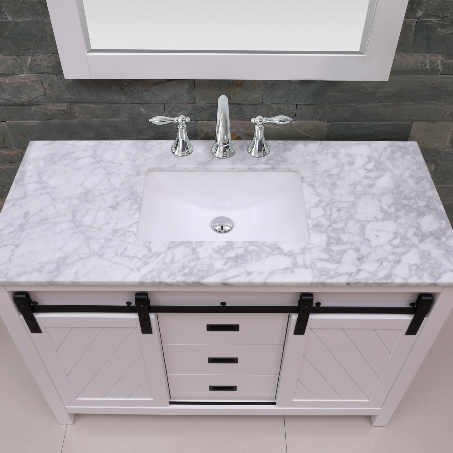 Kinsley Single Bathroom Vanity Set in Gray and Carrara White Marble Countertop with Mirror