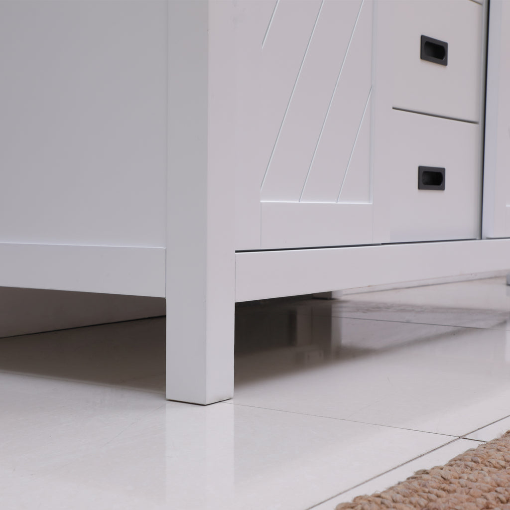 Kinsley Single Bathroom Vanity Set in Gray and Carrara White Marble Countertop with Mirror