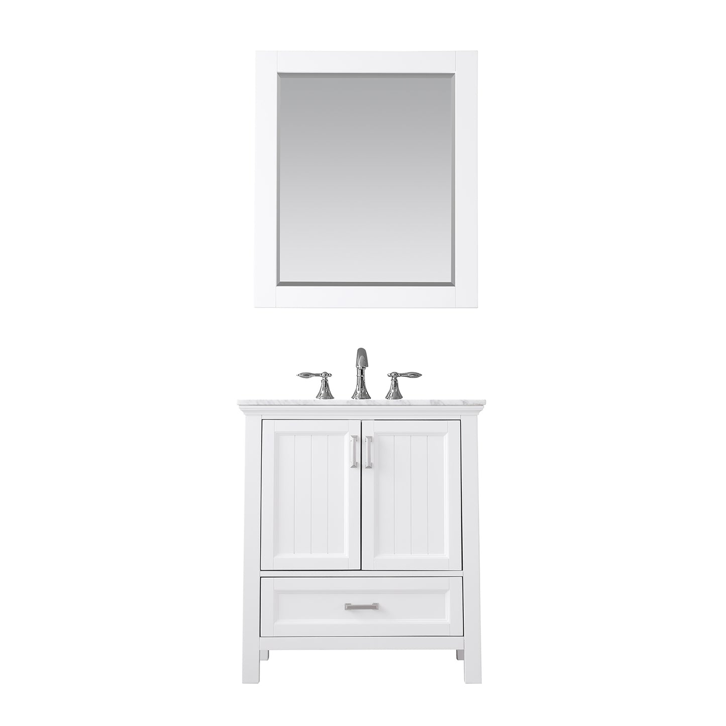 Isla Single Bathroom Vanity Set in Gray and Carrara White Marble Countertop