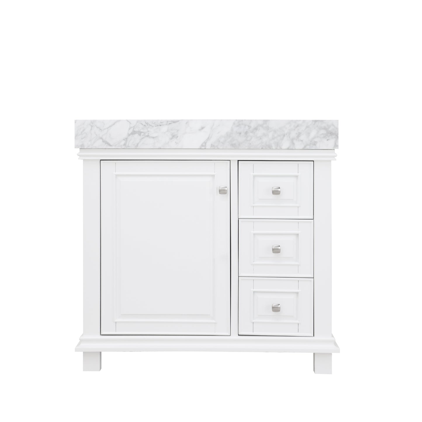 Jardin Single Bathroom Vanity Set in Jewelry Blue and Carrara White Marble Countertop
