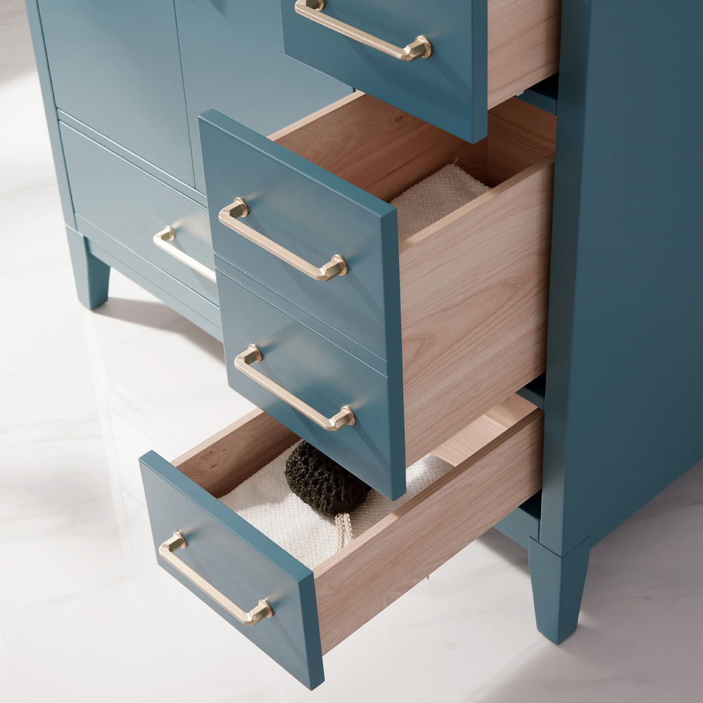 Sutton Single Bathroom Vanity Set in Gray and Carrara White Marble Countertop