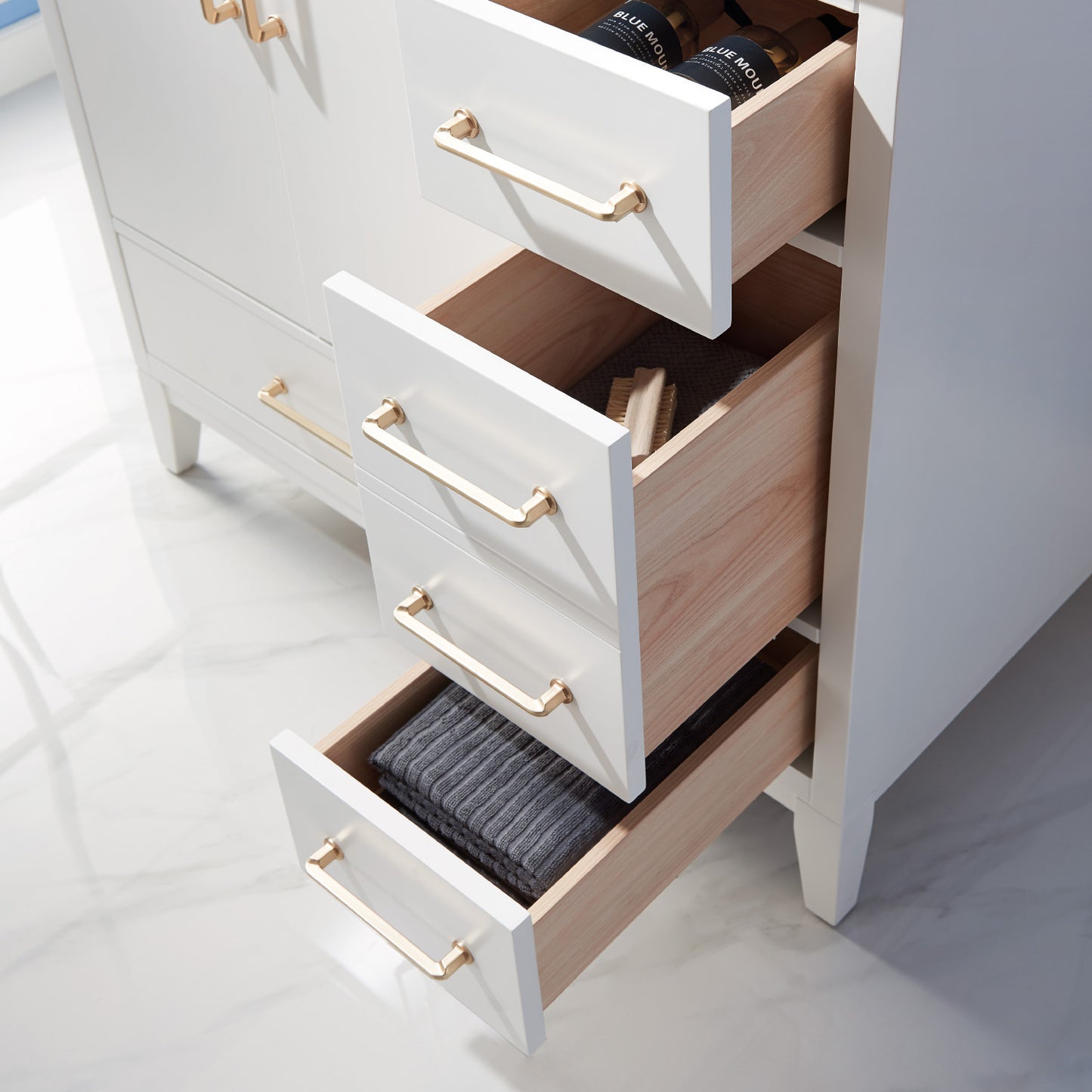 Sutton Single Bathroom Vanity Set in Gray and Carrara White Marble Countertop