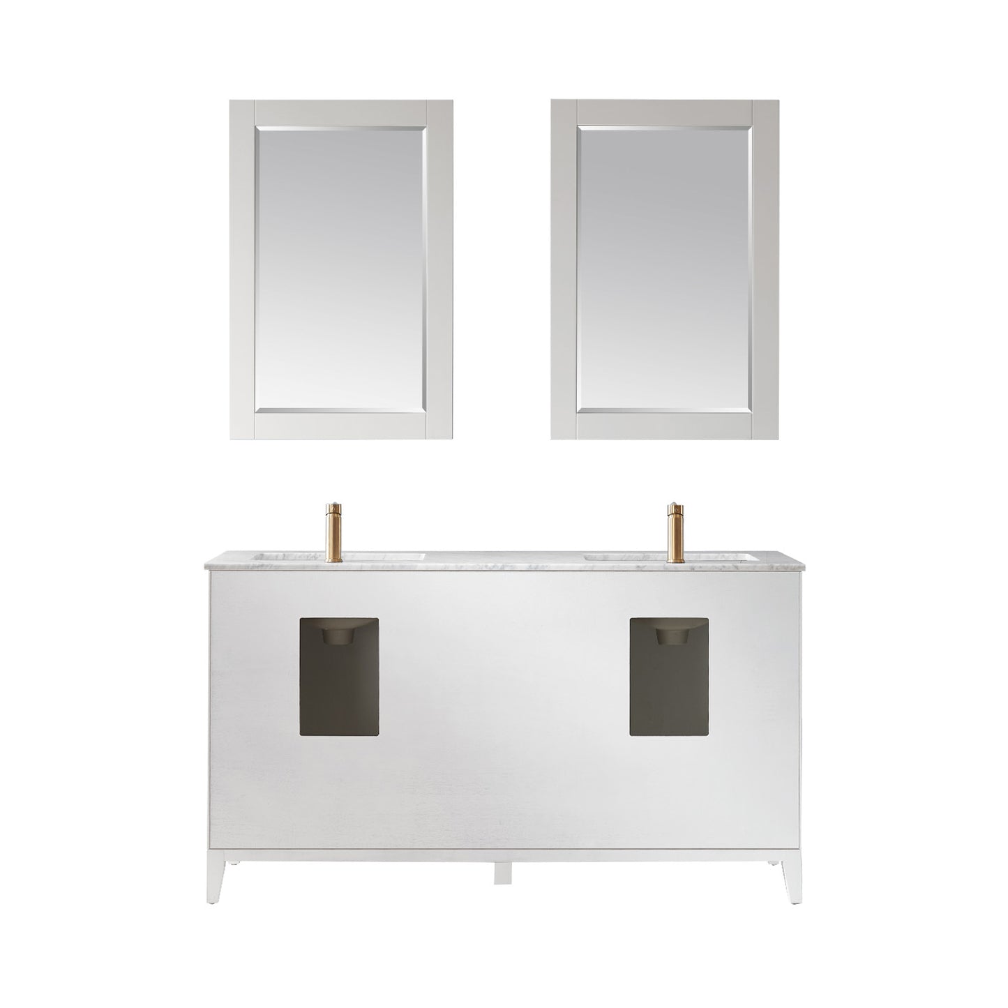 Sutton Double Bathroom Vanity Set in Gray and Carrara White Marble Countertop