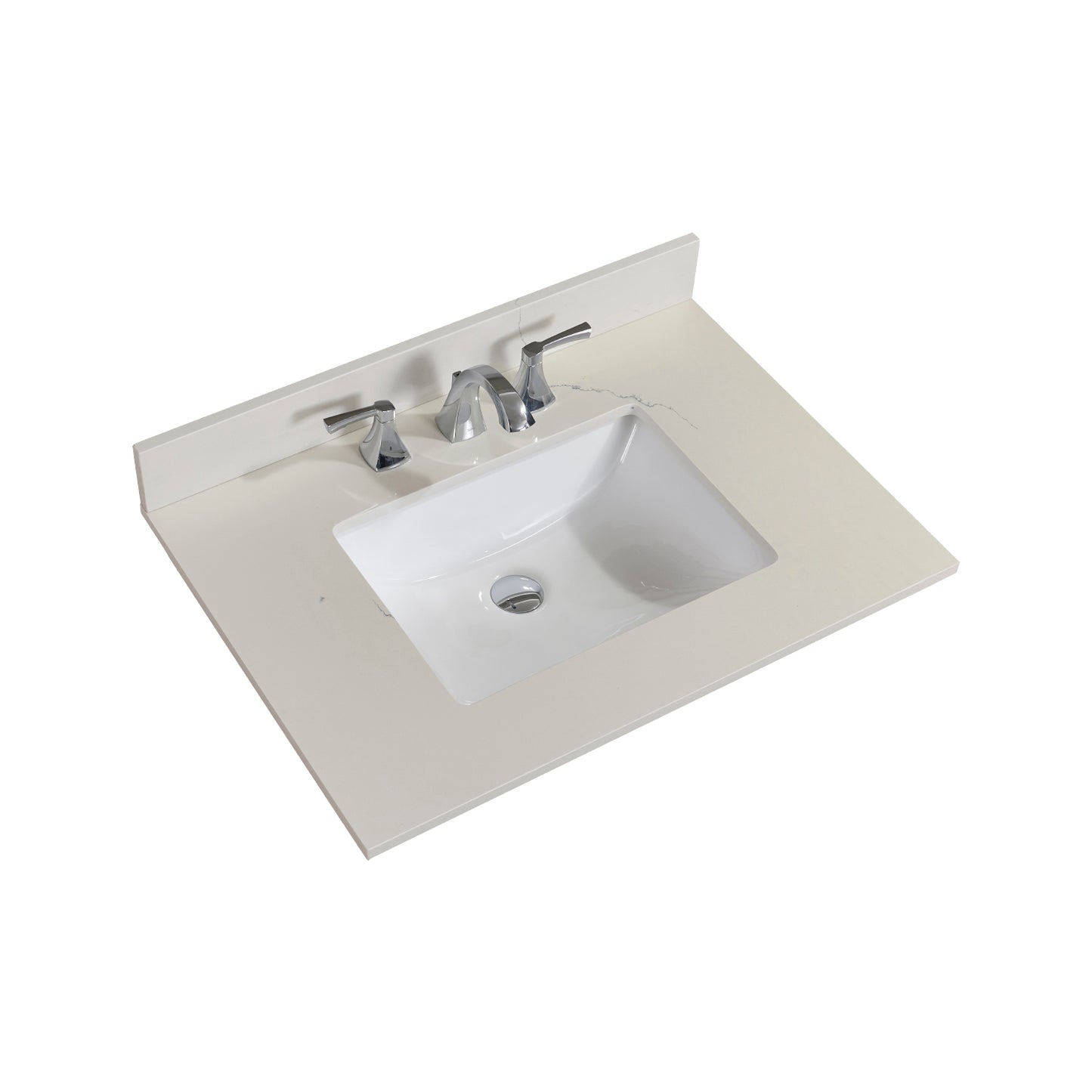 31 in. Stone effects Vanity Top in Milano White with White Sink