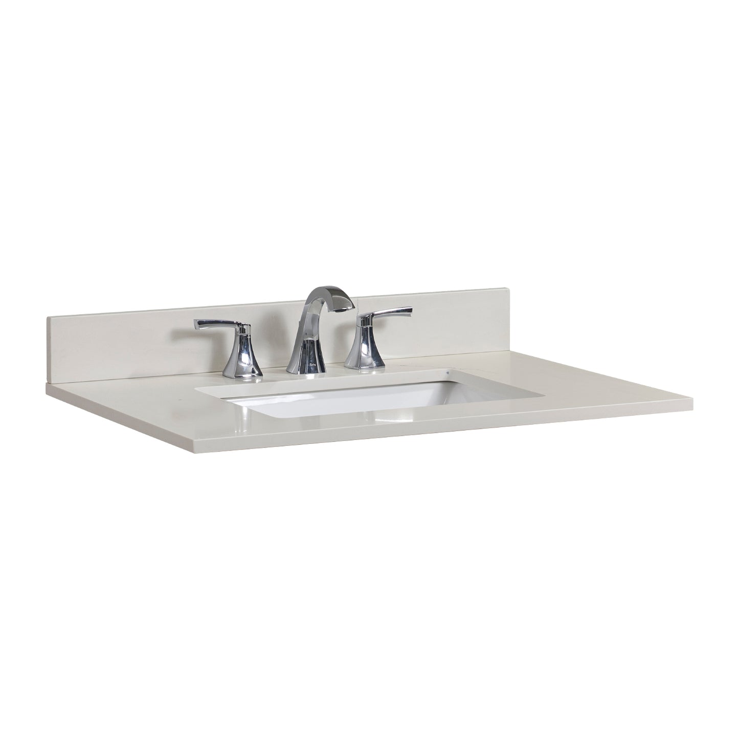 31 in. Stone effects Vanity Top in Milano White with White Sink